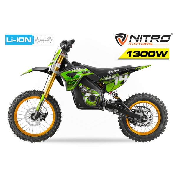 Tiger Dirt Bike 1300 Watt 48Volt 14/12 Zoll 13AH Lithium Akku